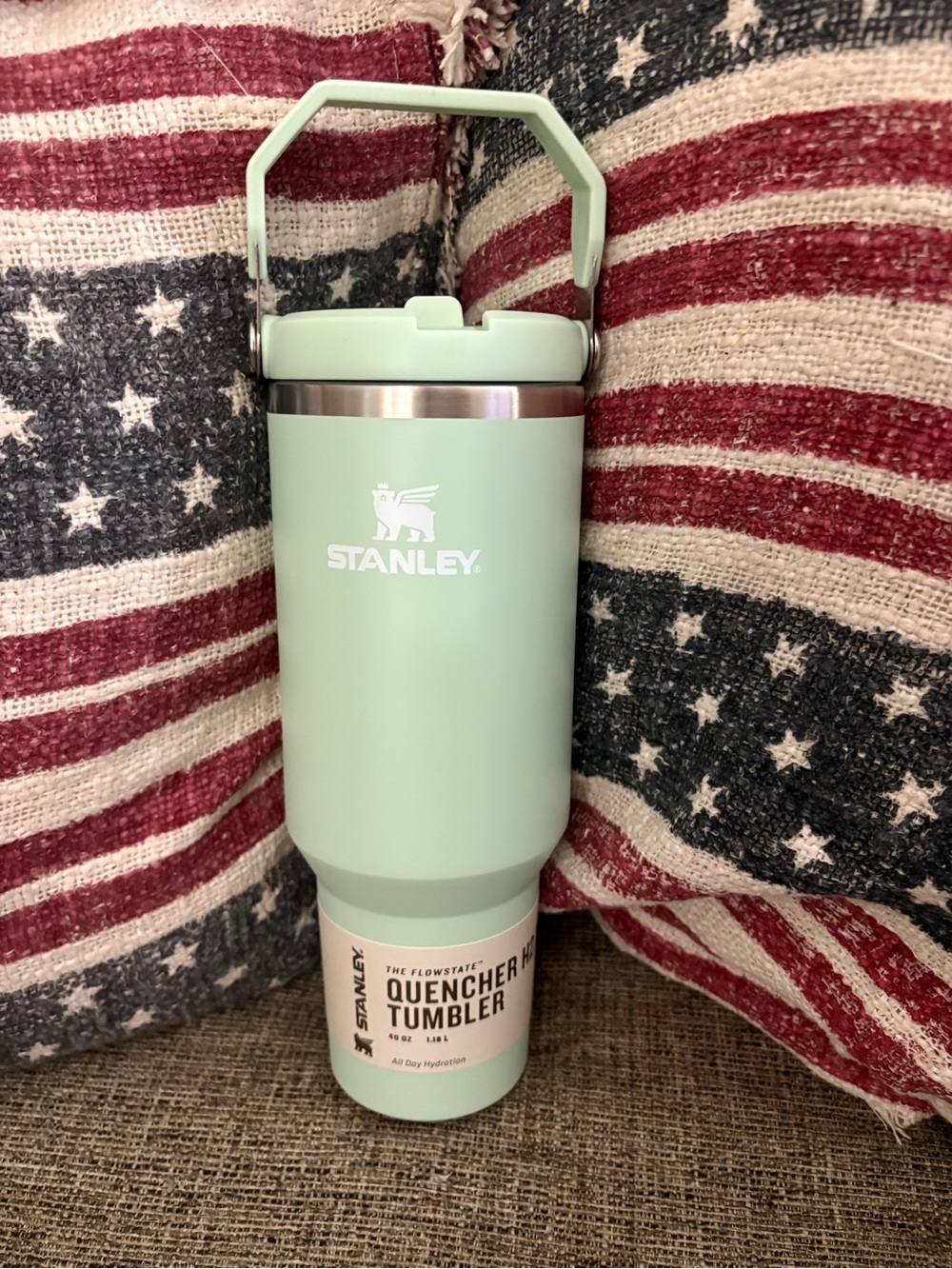 Stanley Mint Green Quencher Tumbler with Handle